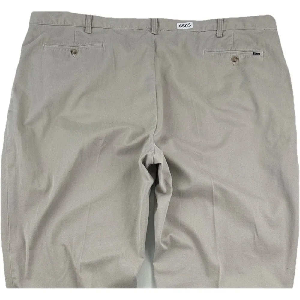 Polo Ralph Lauren Andrew Pleated Chino Pants Mens 49x30 Tan Oatmeal Cotton Big